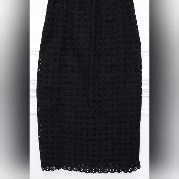 NWT Sezane Pearline Dress Black Eyelet Midi Tie Front Size 6 - Picture 5 of 12